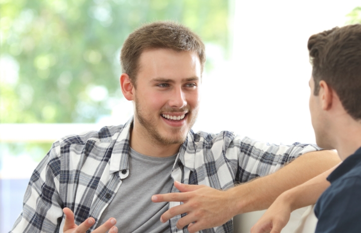 Man with perfected smile after makeover