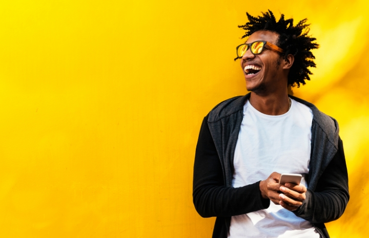 Man laughing after oral conscious dental sedation visit