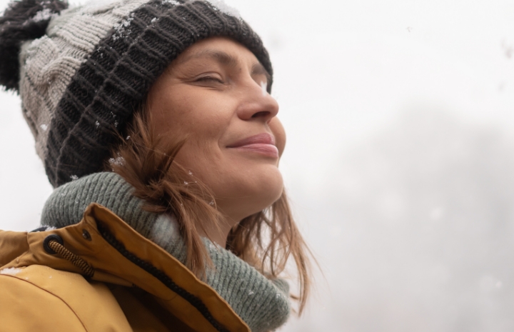 Woman smiling outdoors