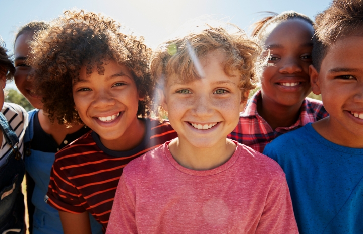 Kids with dental fillings smiling